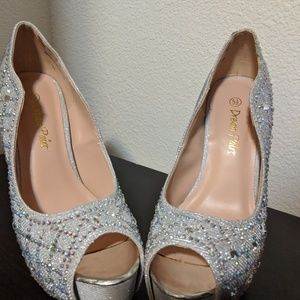 Heels silver rhinstones